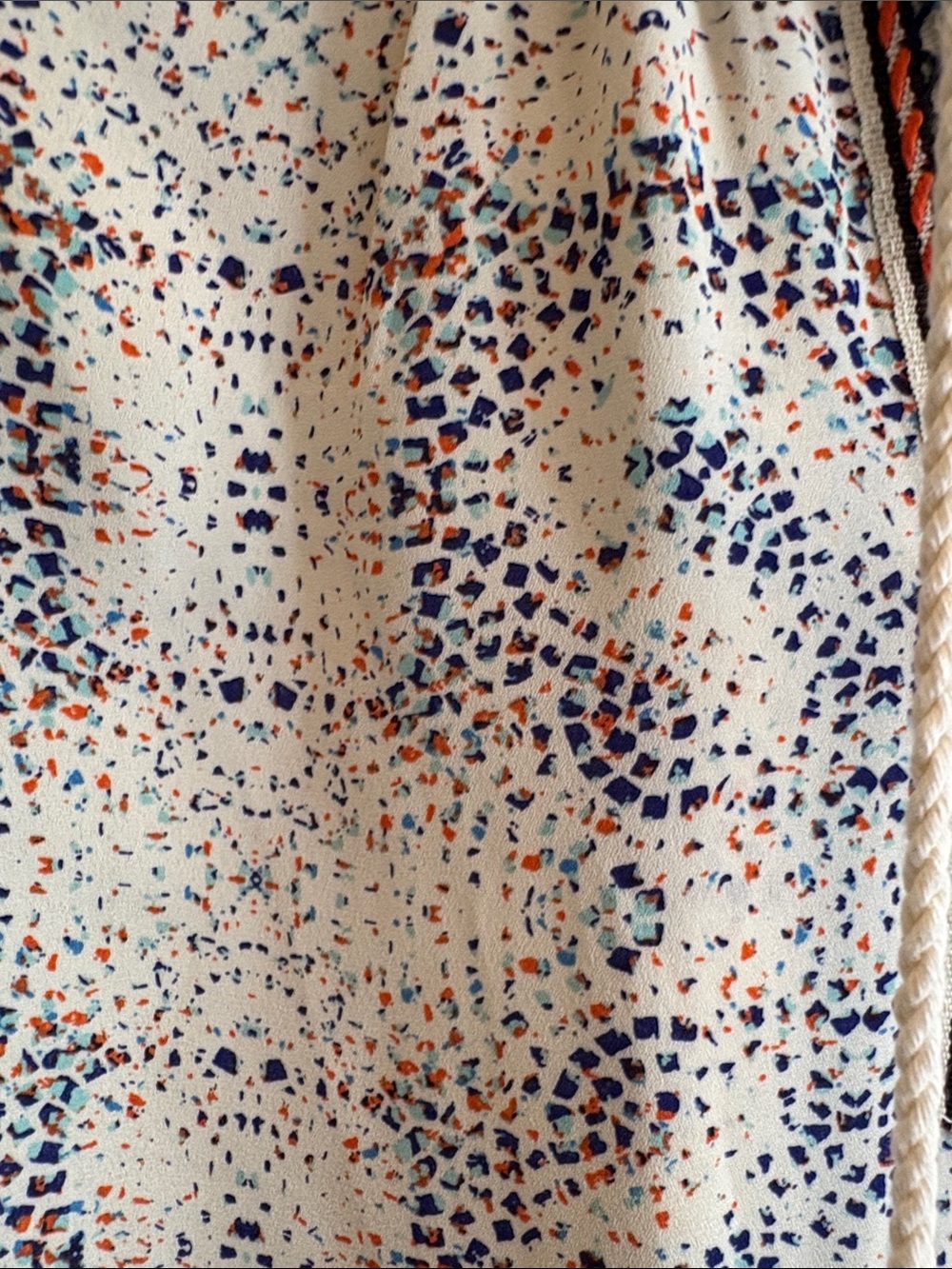 Daniel Rainn Cream Dot-Print Tassel V-Neck Tunic with Navy & Rust Trim - Picture 8 of 13